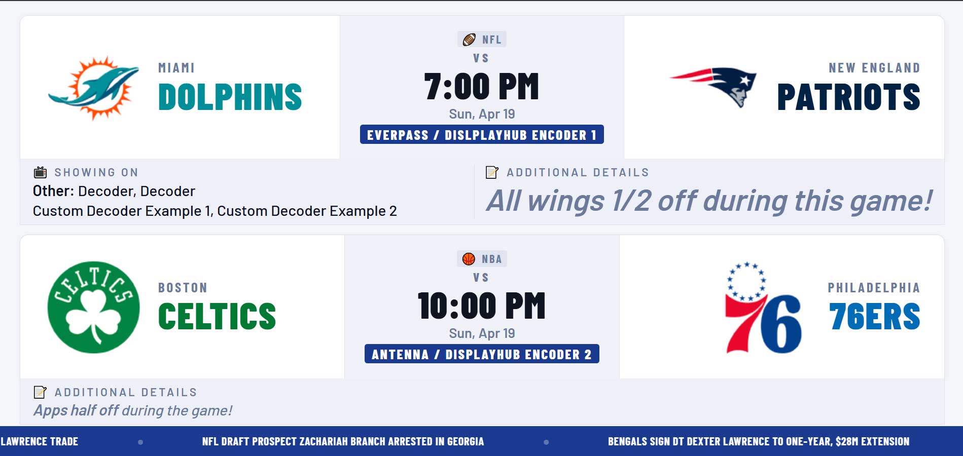 DisplayHUB Game Plan QR codes for sports bar TV scheduling